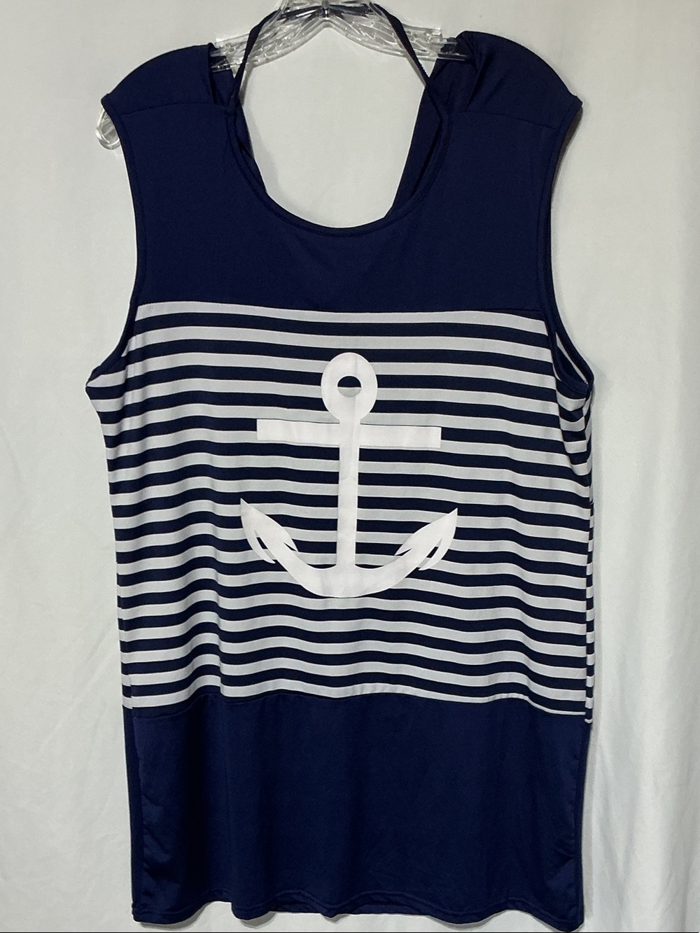 OverMal Navy Blue Anchor Print Dress Sz XL